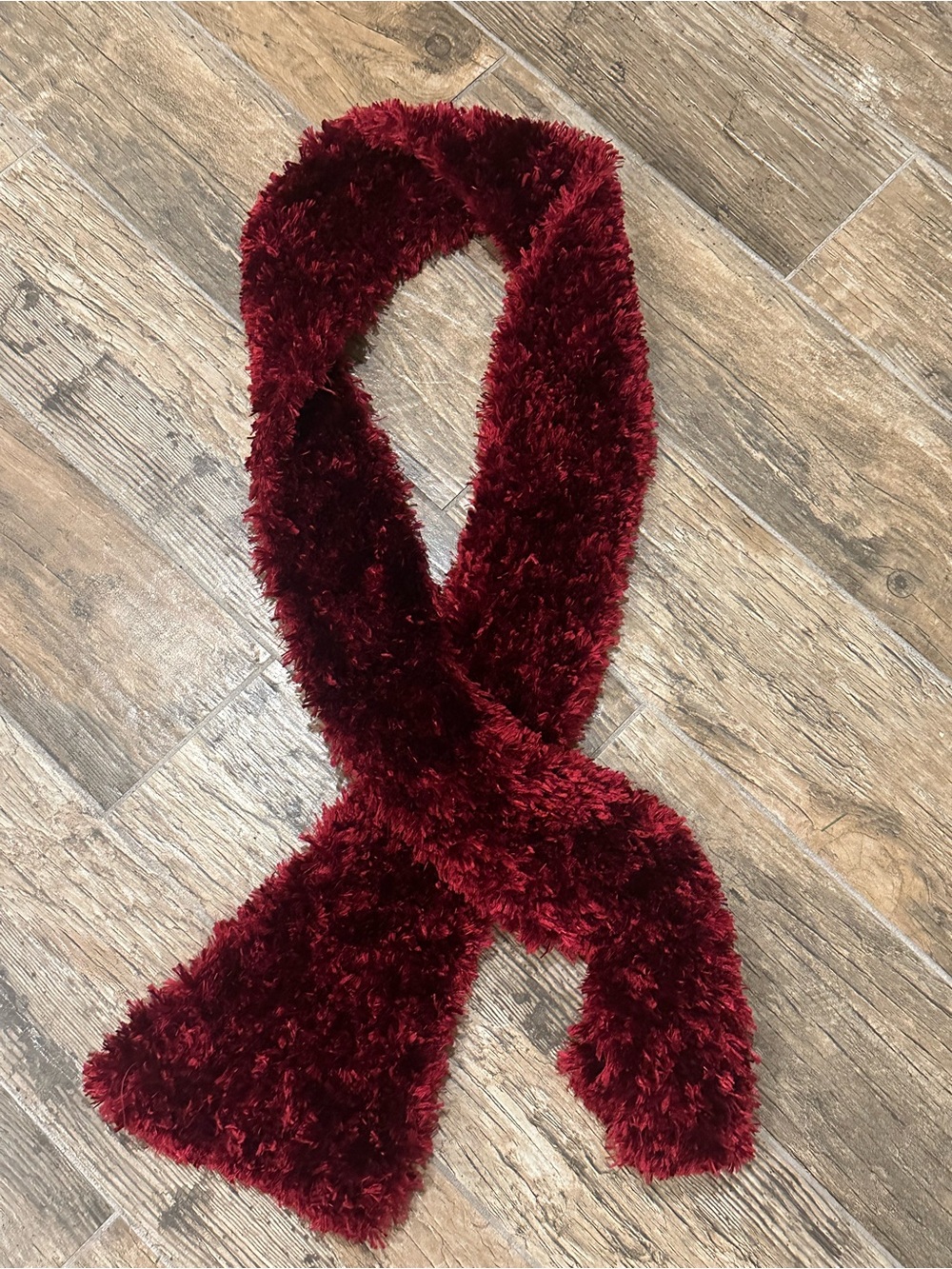 Cejon Plush Faux Fur Scarf - Burgundy